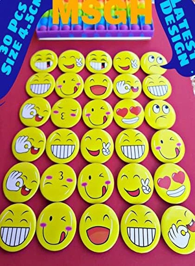 MSGH Smiley Emoji Colourful Expressions 4.5 CM Button Pins Badge Metal Brooch (Multicolour, 4.5 CM) - Set of 30/60 pcs- Birthday, Office and Theme Party (DESIGN 2 (30PCS X 2 SET)) - Image 3